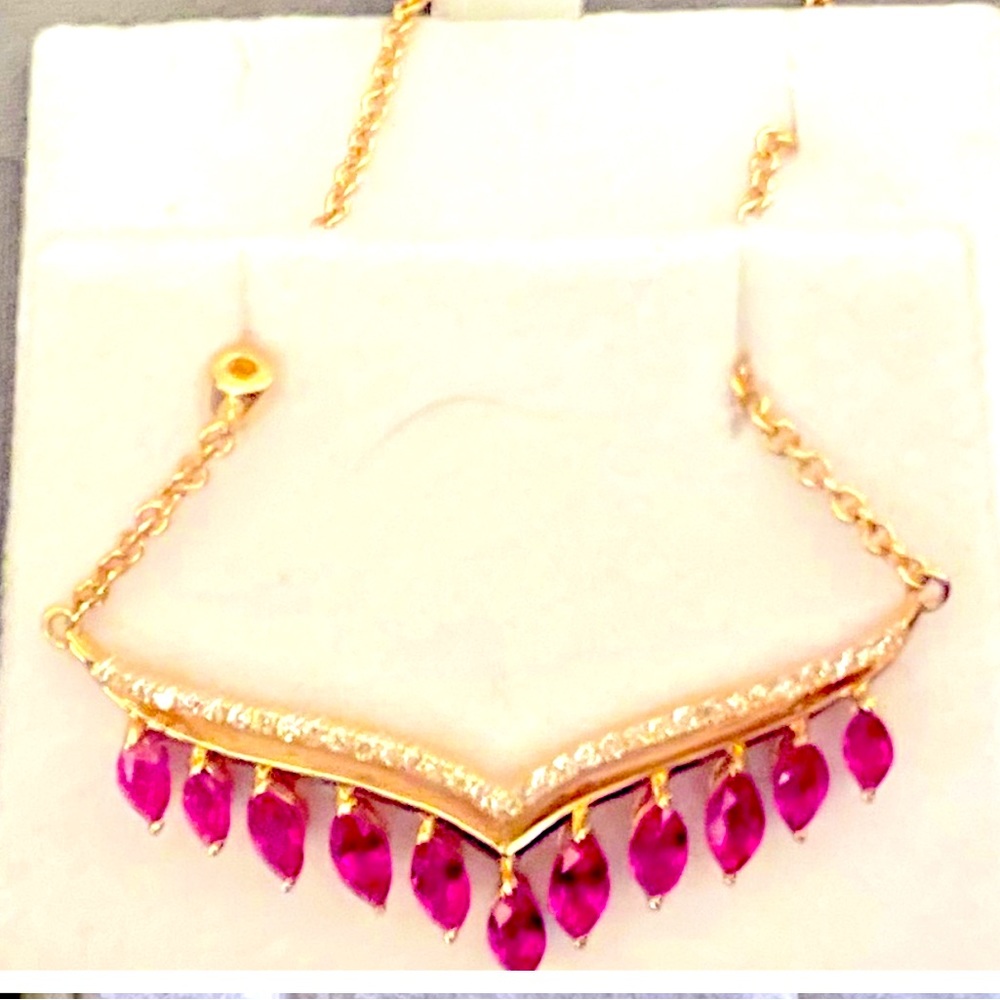 Effy Rare Find!! Unique Red Ruby Bright Diamonds … - image 4